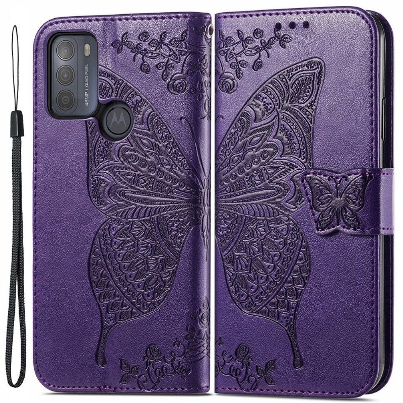 Nahkakotelo Motorola Moto G50 Butterfly Relief