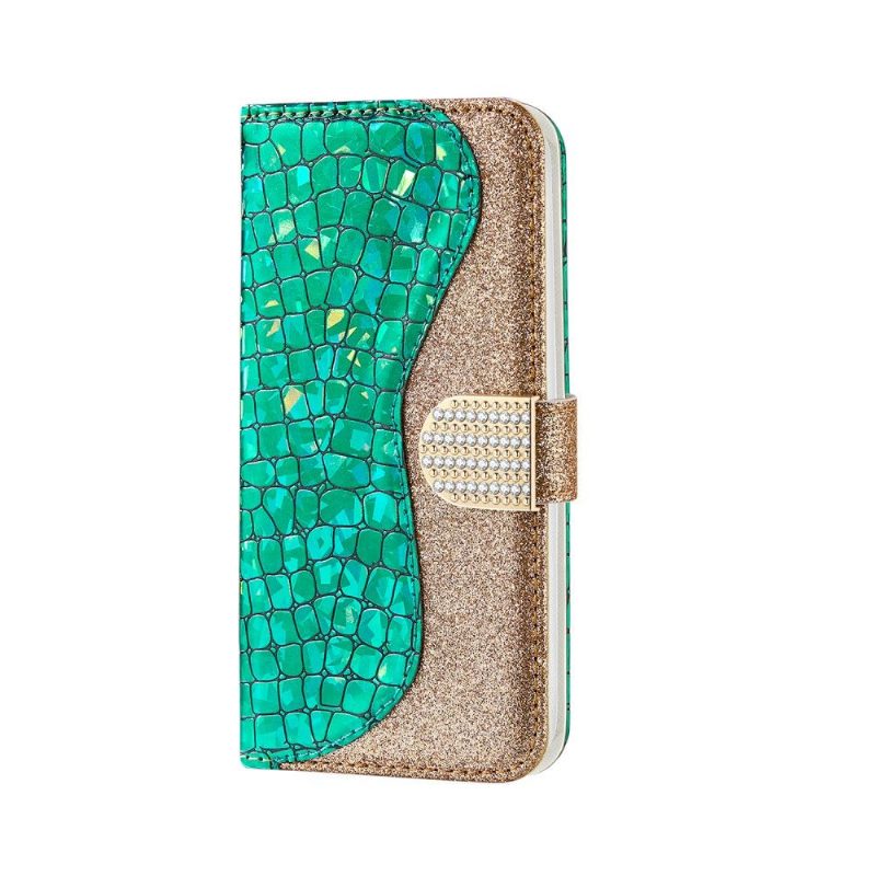 Nahkakuori Samsung Galaxy A70 Murtumaton Puhelinkuoret Glamour Croc -efekti