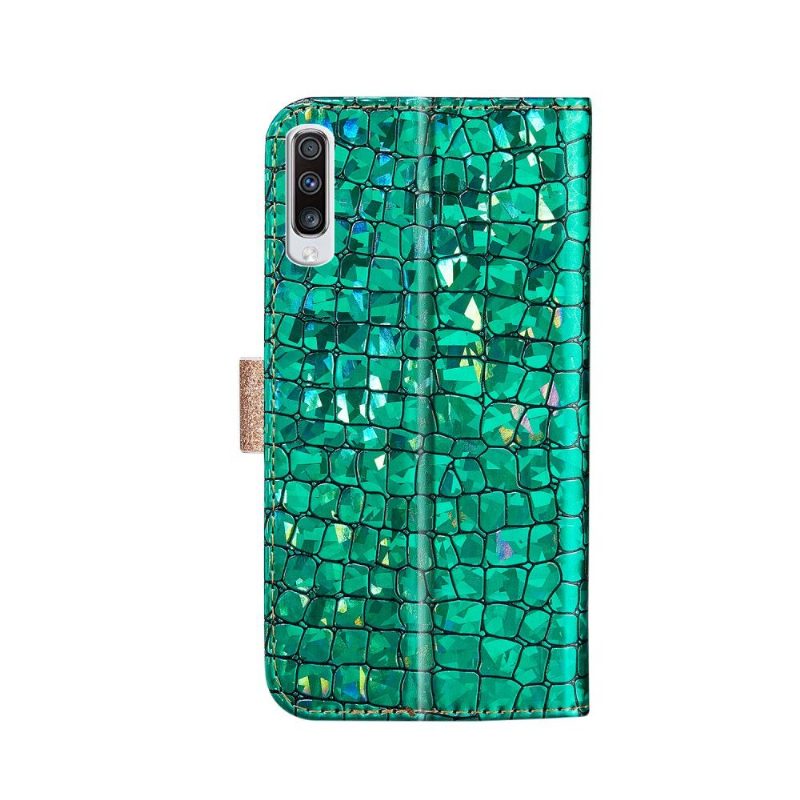 Nahkakuori Samsung Galaxy A70 Murtumaton Puhelinkuoret Glamour Croc -efekti