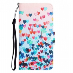 Nahkakotelo Xiaomi 12T / 12T Pro Suojaketju Kuori Strappy Hearts