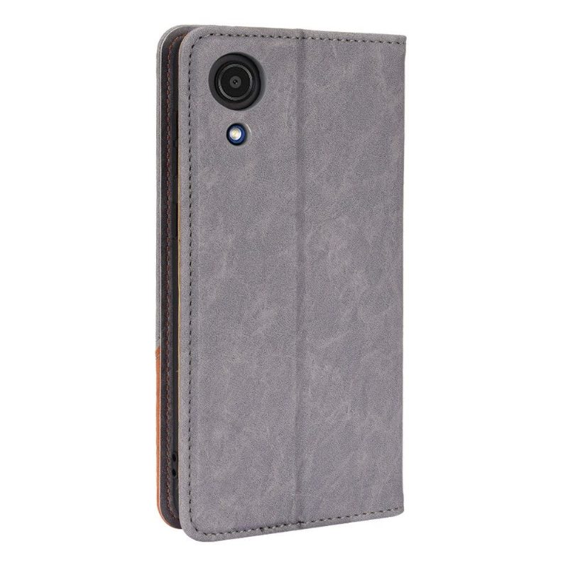 Flip Case Samsung Galaxy A03 Core Hemming Kotelot Flip Faux Leather Retro