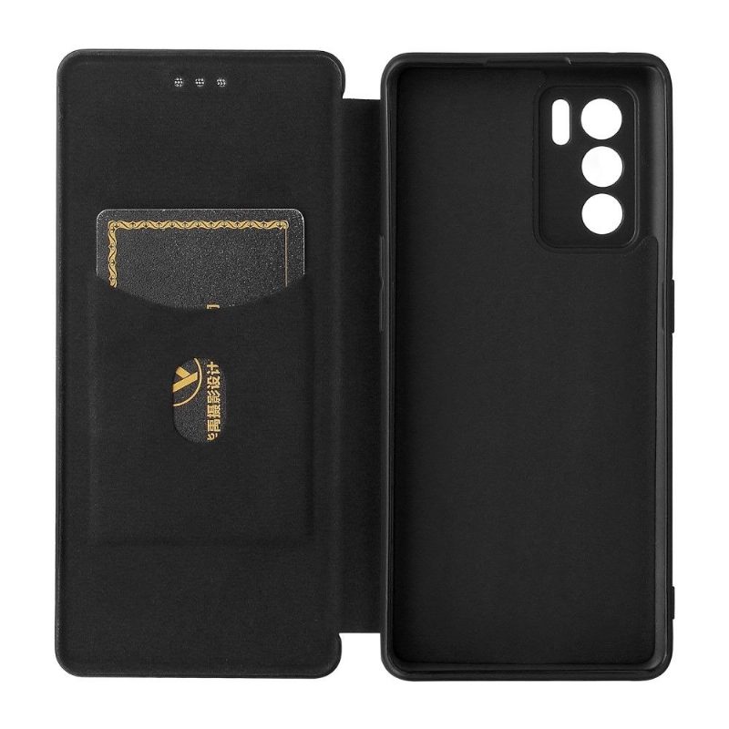 Flip Case Oppo Reno 6 5G Hemming Carbon Fiber Leatherette