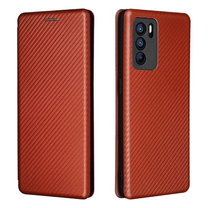 Flip Case Oppo Reno 6 5G Hemming Carbon Fiber Leatherette