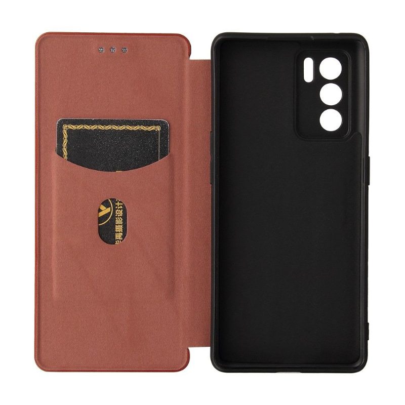 Flip Case Oppo Reno 6 5G Hemming Carbon Fiber Leatherette