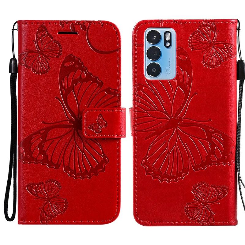 Kotelot Oppo Reno 6 5G Butterflies -toimintotuki