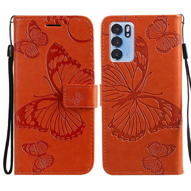 Kotelot Oppo Reno 6 5G Butterflies -toimintotuki