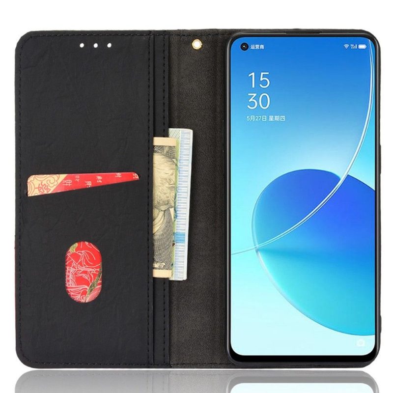 Kotelot Oppo Reno 6 5G Faux Leather Retro