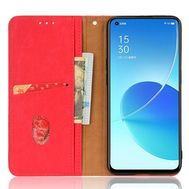 Kotelot Oppo Reno 6 5G Faux Leather Retro