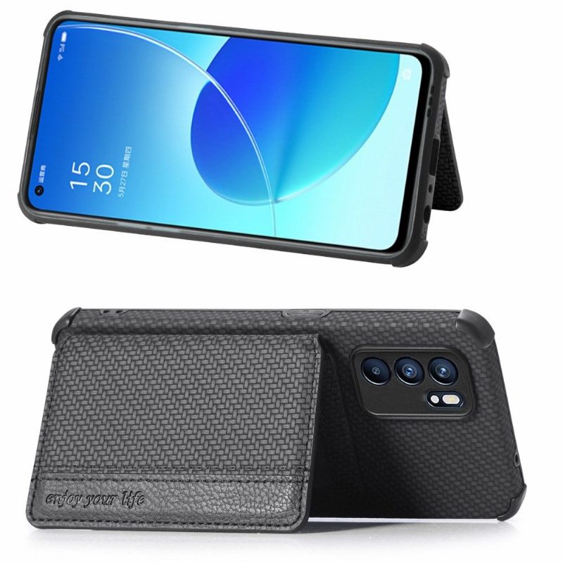 Kuori Oppo Reno 6 5G Carbon Fiber -korttipidike