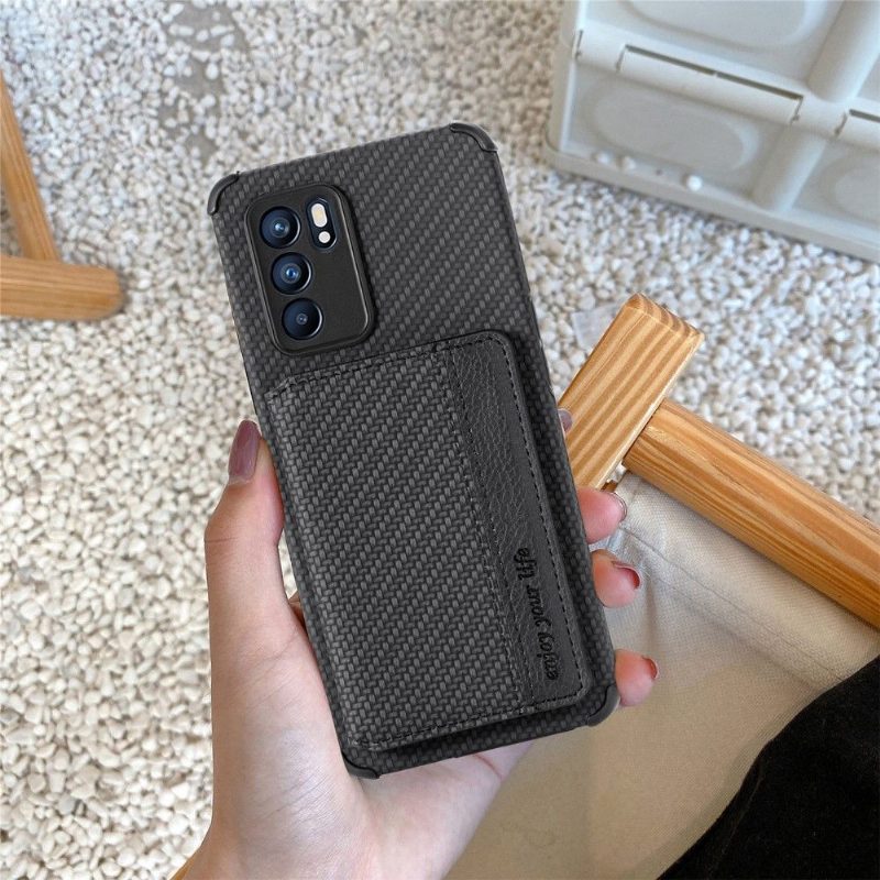 Kuori Oppo Reno 6 5G Carbon Fiber -korttipidike