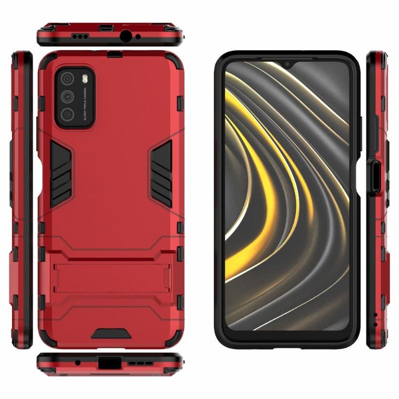 Case Poco M3 Cool Guard Integroidulla Jalustalla