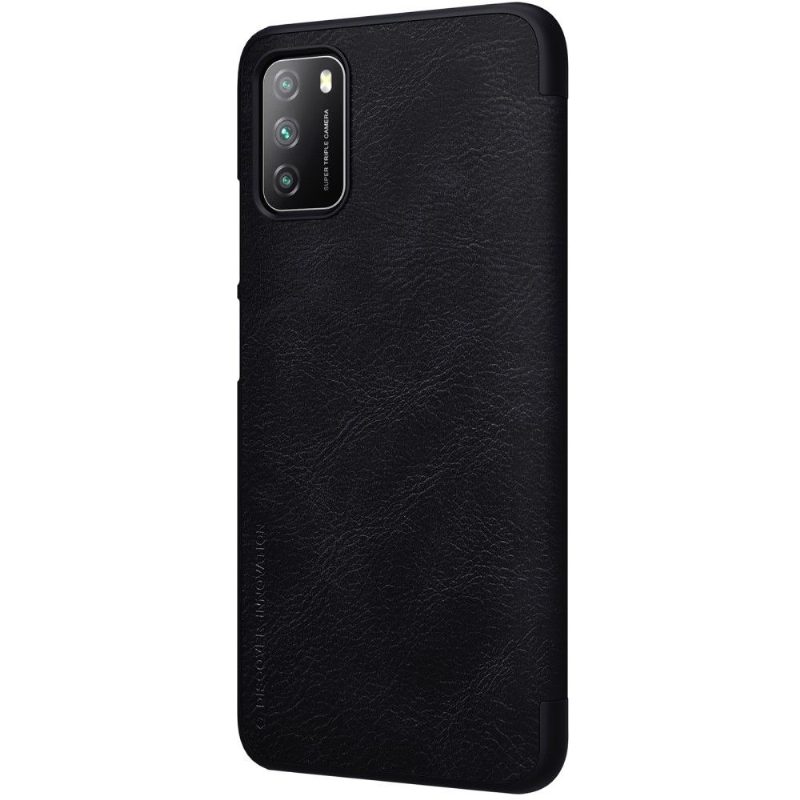 Flip Case Poco M3 Hemming Qin-sarjan Nahkaefekti