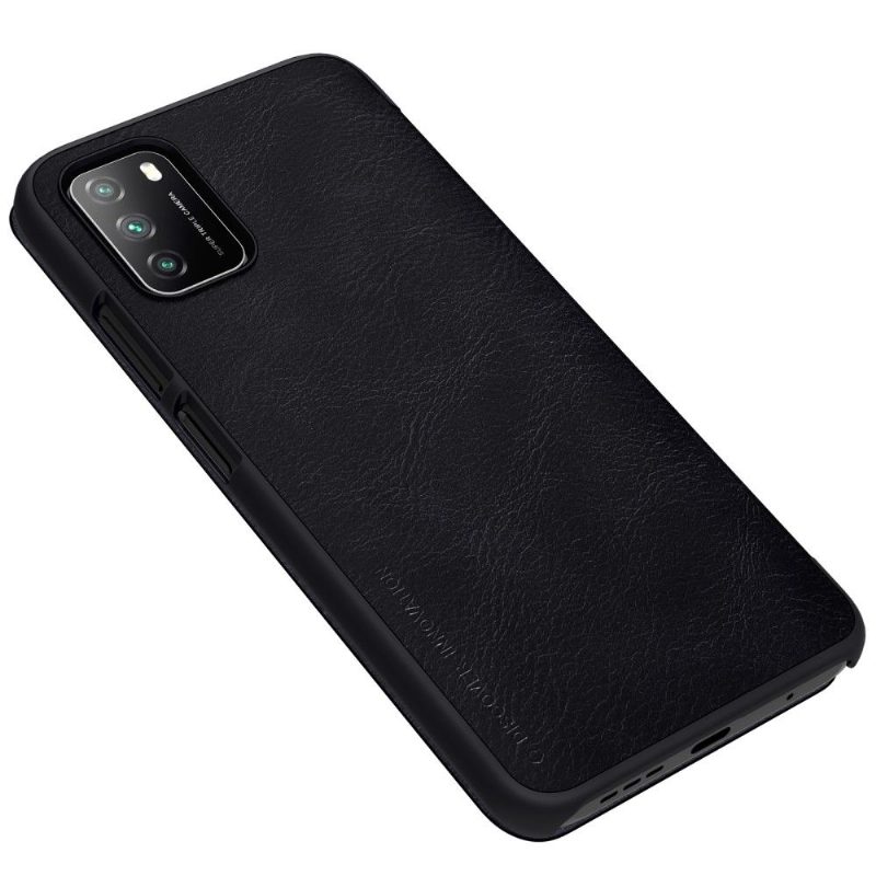 Flip Case Poco M3 Hemming Qin-sarjan Nahkaefekti