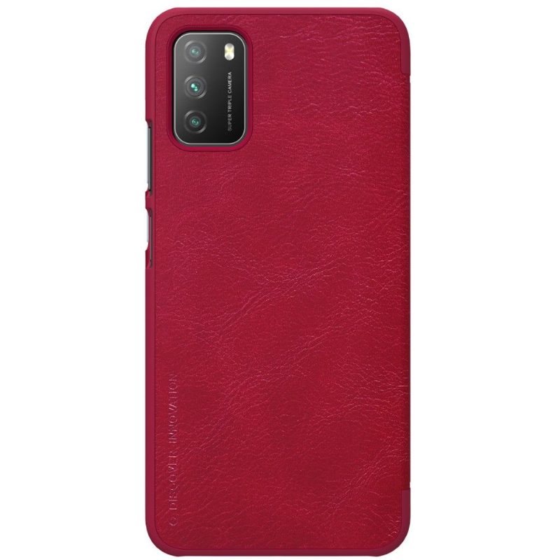 Flip Case Poco M3 Hemming Qin-sarjan Nahkaefekti