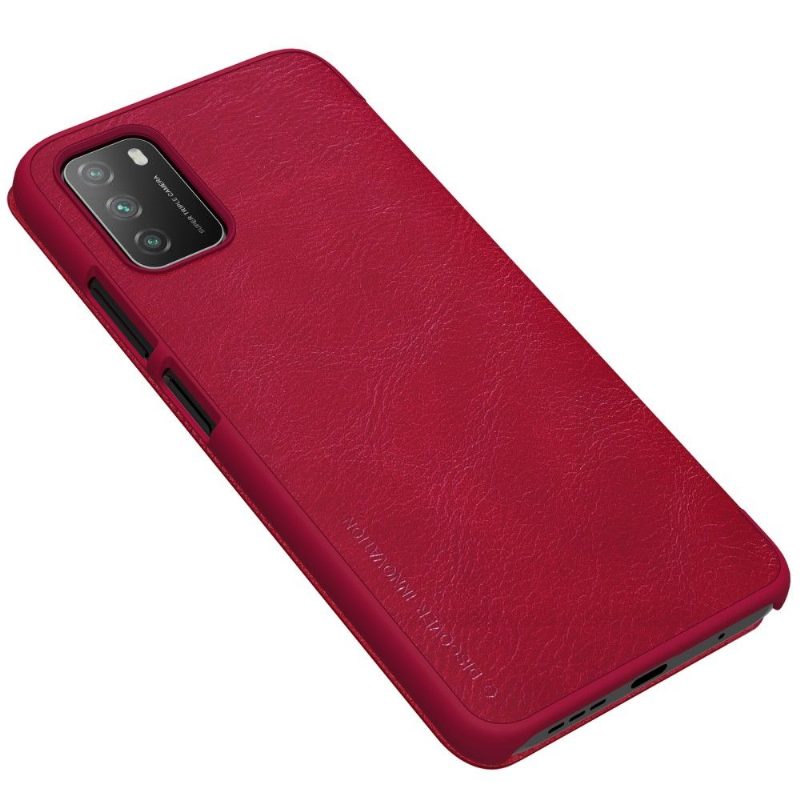 Flip Case Poco M3 Hemming Qin-sarjan Nahkaefekti