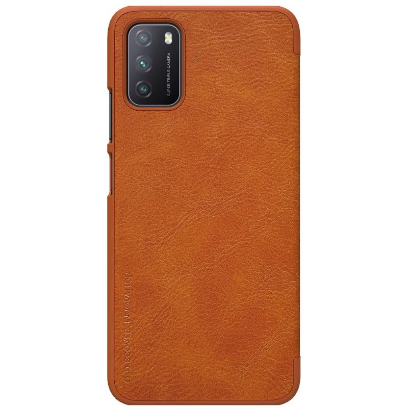 Flip Case Poco M3 Hemming Qin-sarjan Nahkaefekti