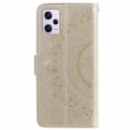 Flip Case Poco X5 Pro 5G Mandala-aurinko Kaulanauhalla