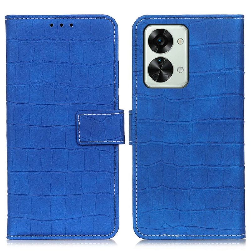 Flip Case OnePlus Nord 2T 5G Hemming Croco Look -ompelu