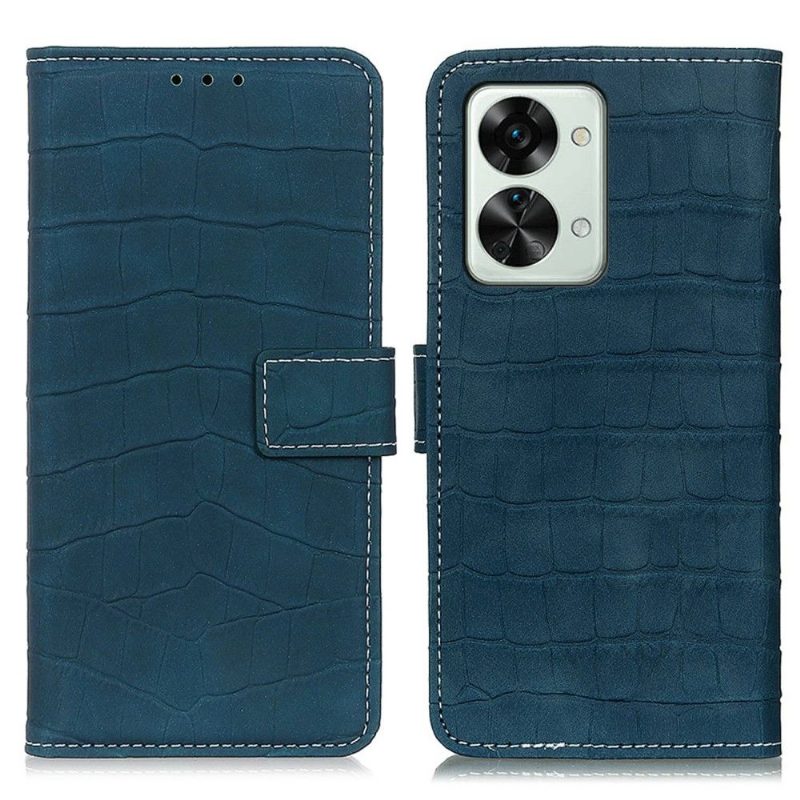 Flip Case OnePlus Nord 2T 5G Hemming Croco Look -ompelu