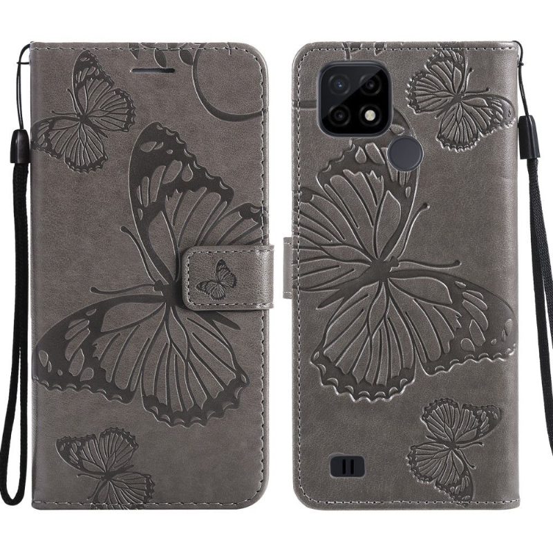 Flip Case Realme C21 Hemming Butterflies -toimintotuki