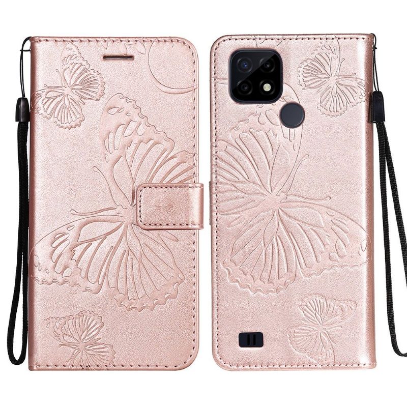 Flip Case Realme C21 Hemming Butterflies -toimintotuki