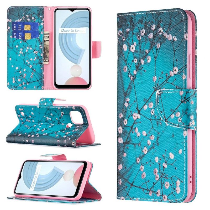 Flip Case Realme C21 Hemming Kukkivat Oksat