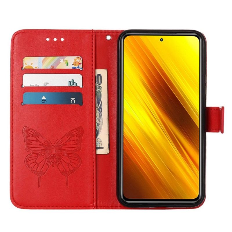 Flip Case Xiaomi Redmi Note 11 / Note 11S Hemming Butterfly Flower -korttikotelo