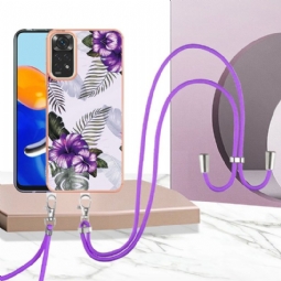 Kuori Xiaomi Redmi Note 11 / Note 11S Alkuperäinen Kiristysnyörillä Eksoottisia Kukkia