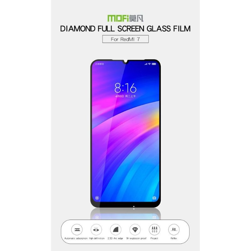 Xiaomi Redmi 7 - Täysikokoinen Karkaistu Lasi Näytönsuoja - Musta