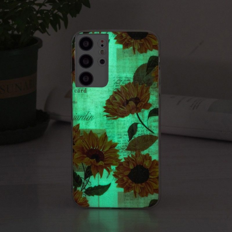 Case Samsung Galaxy S21 Ultra 5G Fluoresoiva Auringonkukka Vintage