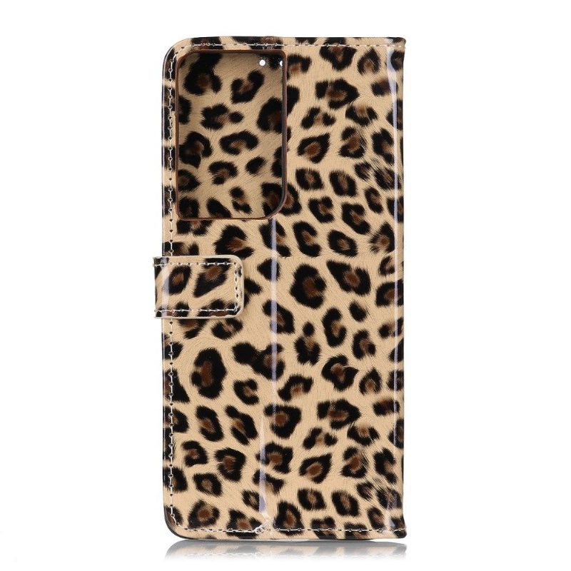 Kotelot Samsung Galaxy S21 Ultra 5G Faux Leather Leopard Style