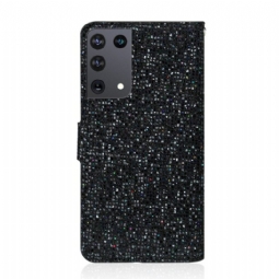 Nahkakotelo Samsung Galaxy S21 Ultra 5G Murtumaton Puhelinkuoret Glitter-korttikotelo