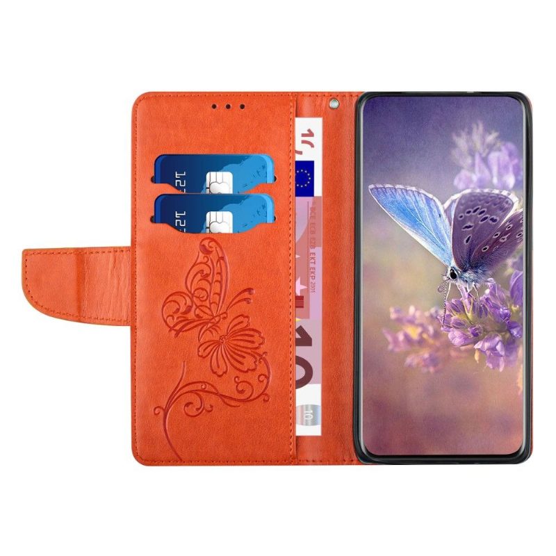 Nahkakuori Samsung Galaxy S21 Ultra 5G Hemming Kotelot Flip Butterfly