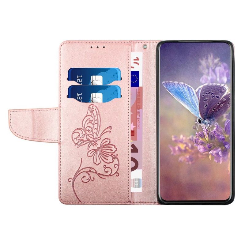 Nahkakuori Samsung Galaxy S21 Ultra 5G Hemming Kotelot Flip Butterfly