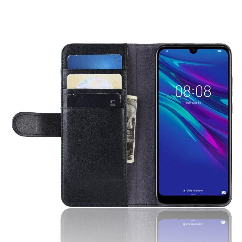 Nahkakuori Huawei Y6 2019 Murtumaton Puhelinkuoret Premium Leather - Musta