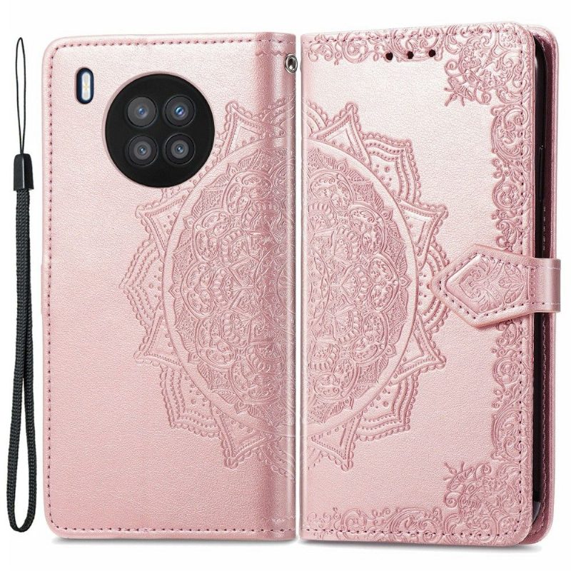 Nahkakotelo Honor 50 Lite / Huawei Nova 8i Murtumaton Puhelinkuoret Mandala Relief Faux Leather