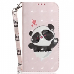 Nahkakotelo Honor Magic 5 Lite Suojaketju Kuori Panda Love With Lanyard