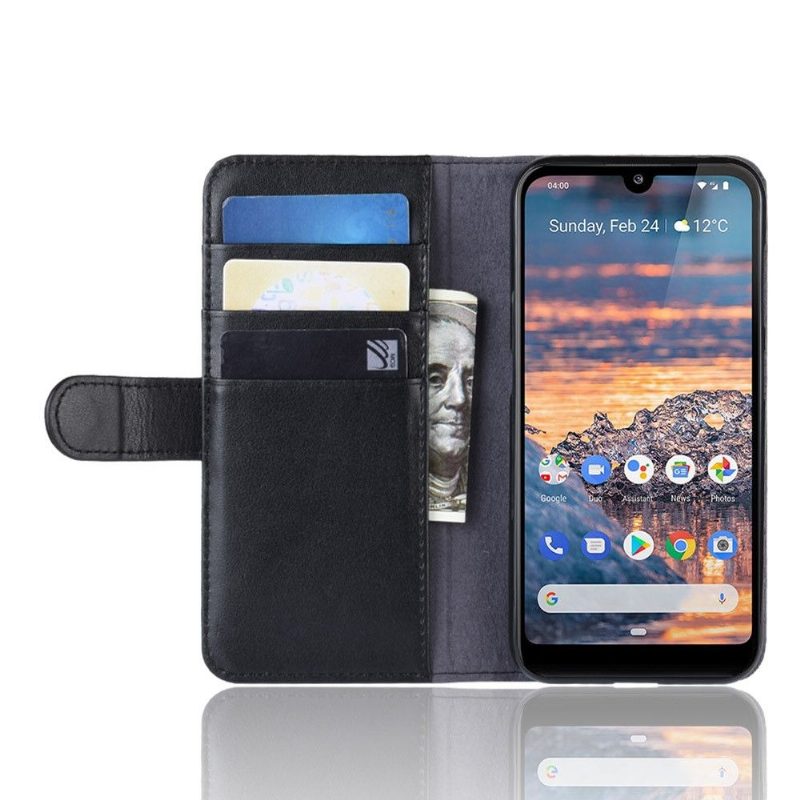 Kuoret Nokia 4.2 Lompakkokotelo Premium Leather - Musta