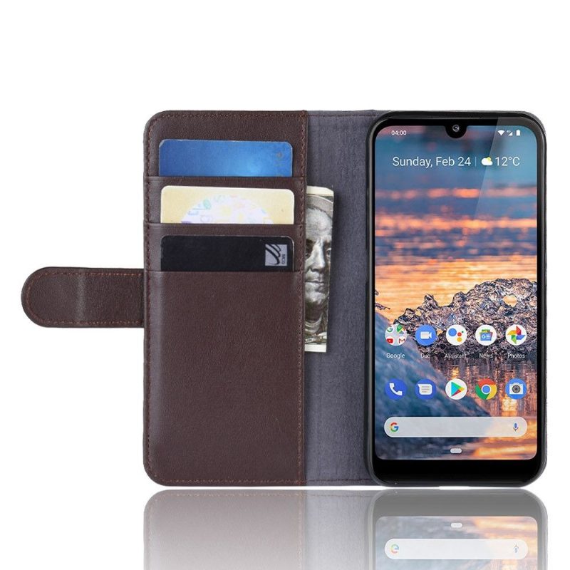 Kuoret Nokia 4.2 Lompakkokotelo Premium Leather - Ruskea