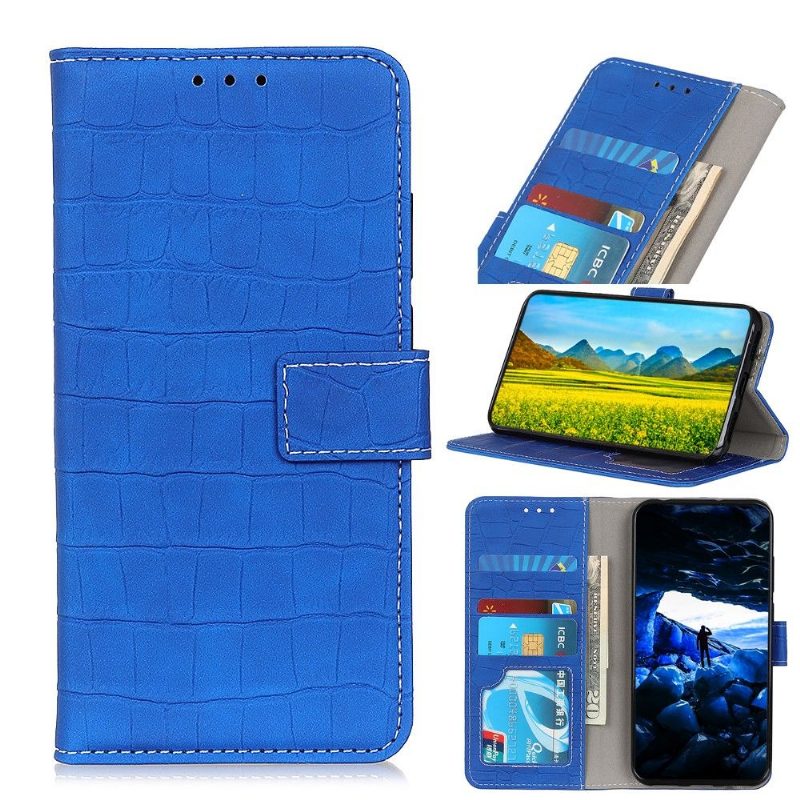 Flip Case Xiaomi Redmi 9 Hemming Keinonahka Croc Look