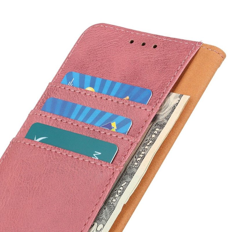 Flip Case Xiaomi Redmi 9 Hemming Khazneh Leather Effect -korttikotelo - Vaaleanpunainen