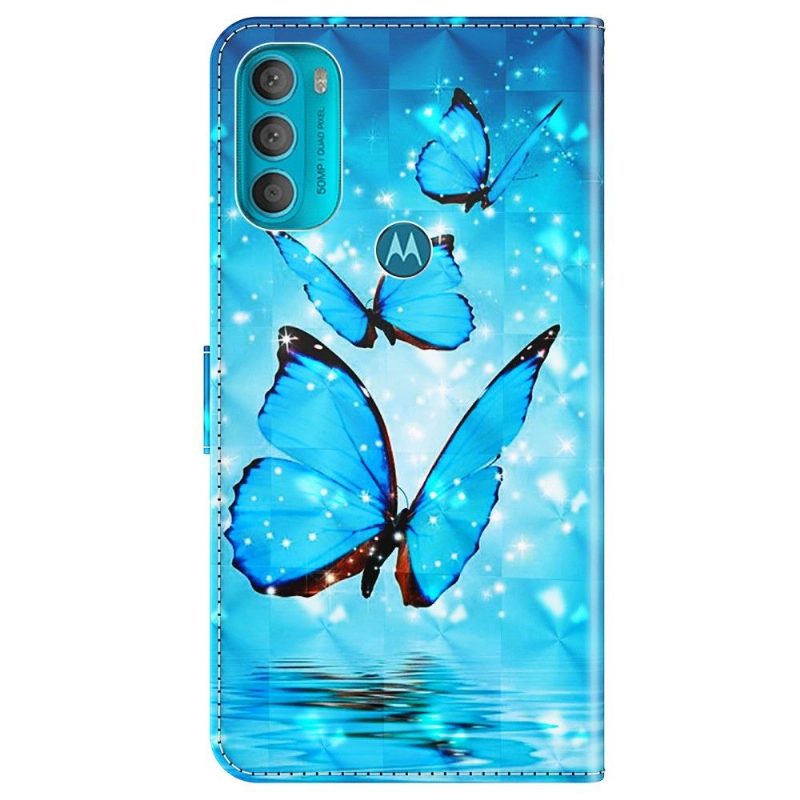 Kotelot Motorola Moto G71 5G Sparkling Blue Butterflies