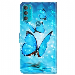 Kotelot Motorola Moto G71 5G Sparkling Blue Butterflies