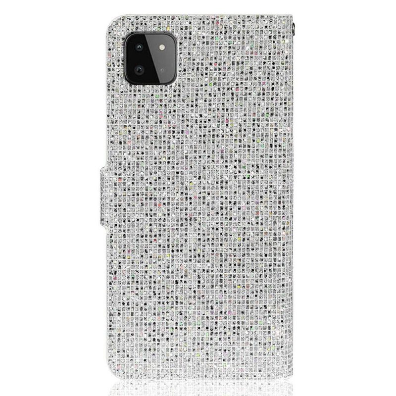 Flip Case Samsung Galaxy A22 5G Hemming Glitter-korttikotelo