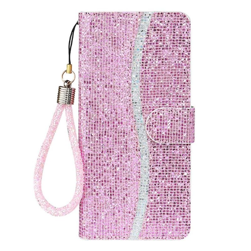 Flip Case Samsung Galaxy A22 5G Hemming Glitter-korttikotelo