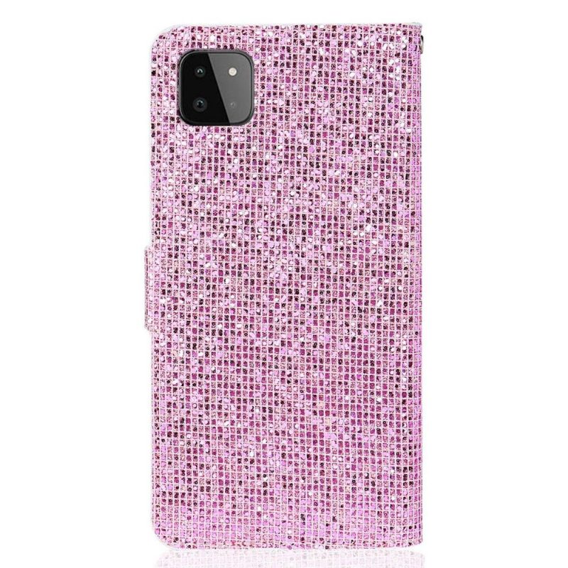 Flip Case Samsung Galaxy A22 5G Hemming Glitter-korttikotelo