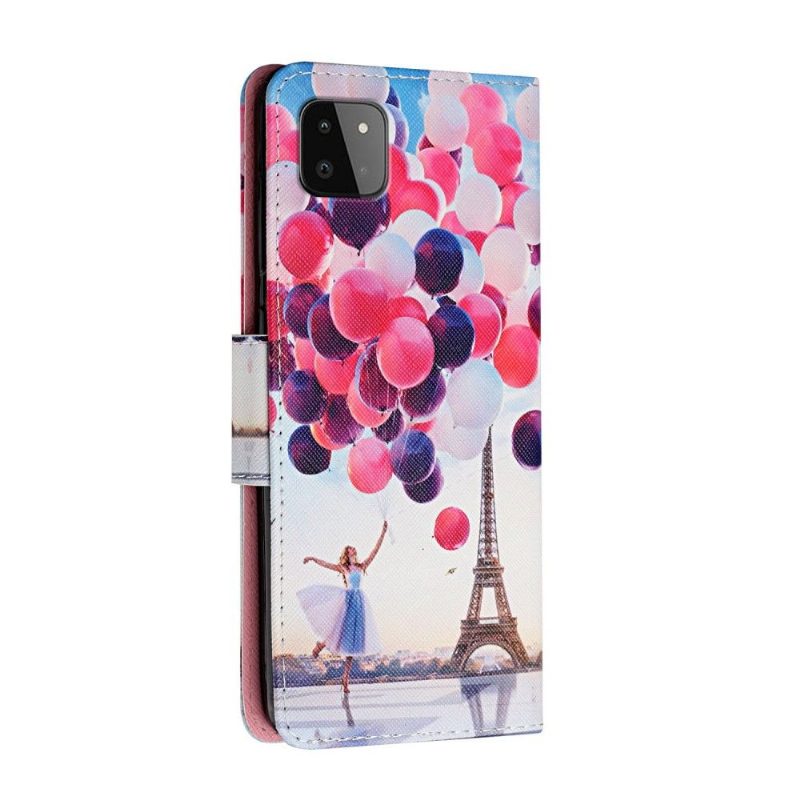 Kotelot Samsung Galaxy A22 5G Eiffel-tornin Ilmapallotyttö