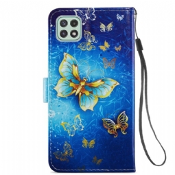 Kotelot Samsung Galaxy A22 5G Golden Butterfly