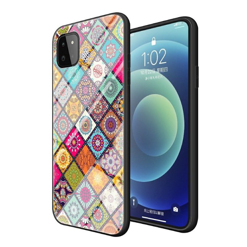 Kuori Samsung Galaxy A22 5G Kaleidoscope Mandala Jalustalla