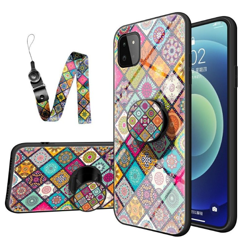 Kuori Samsung Galaxy A22 5G Kaleidoscope Mandala Jalustalla